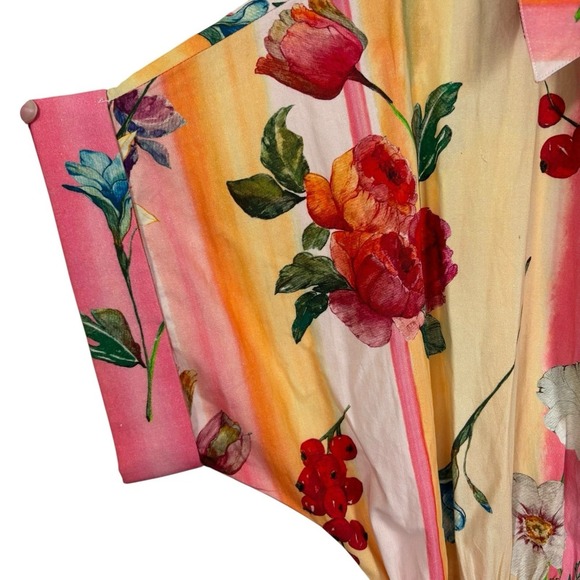 Just Bellina Dress Women's Large 100% Cotton Handcrafted Floral Bright NEW - Picture 6 of 11